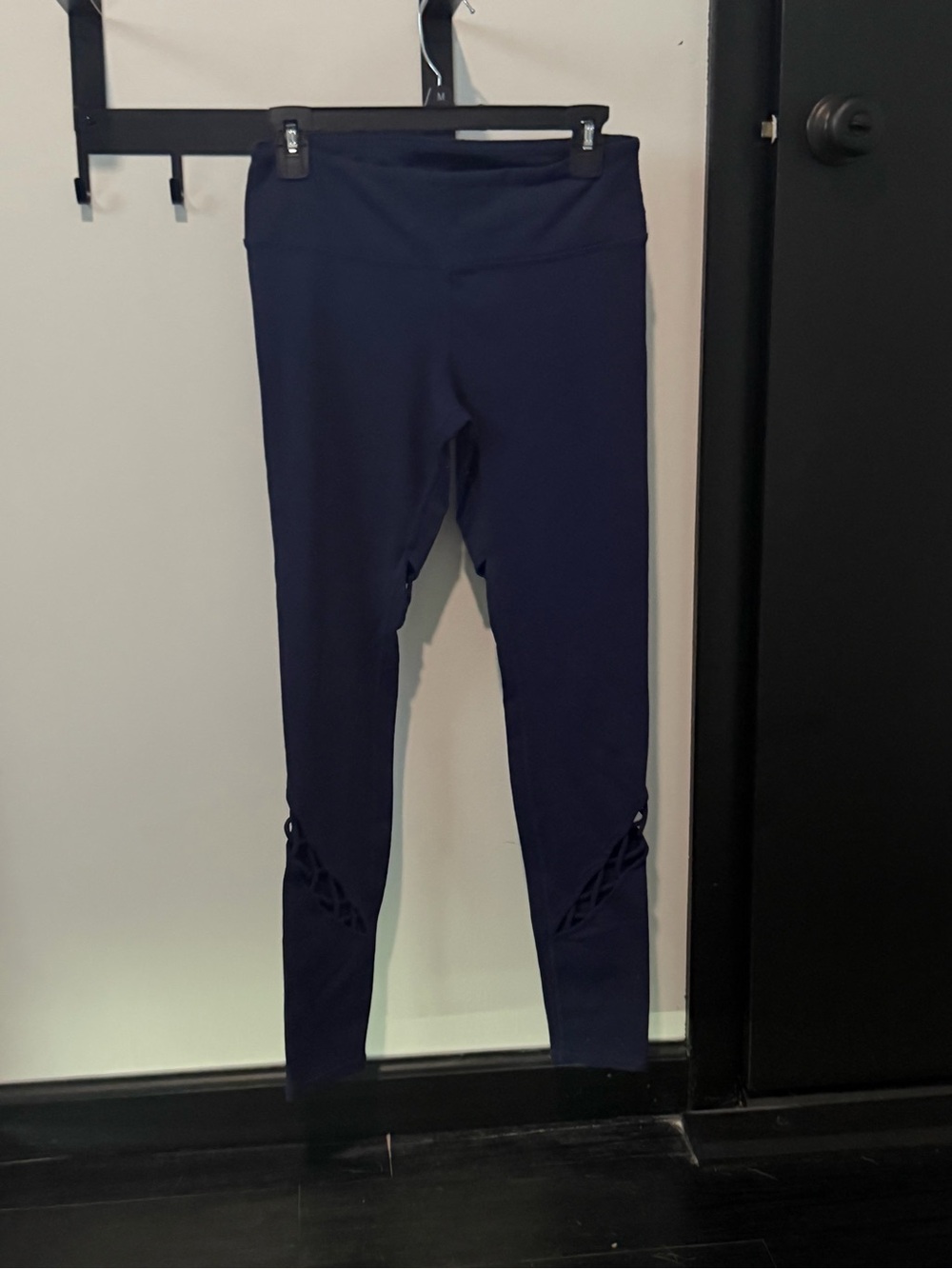 Alo Yoga Interlace Leggings Navy Blue High Rise Lace Up Side Detail,size small